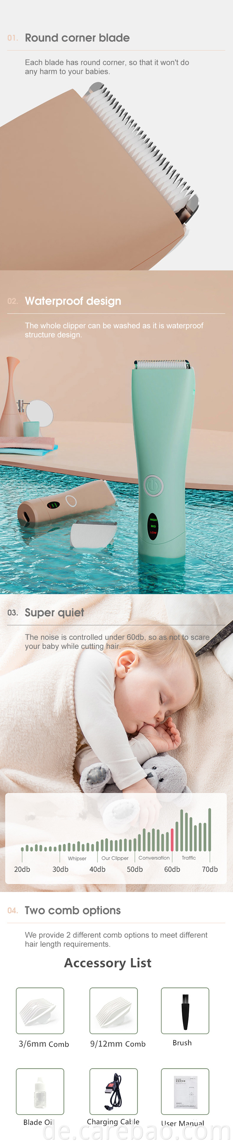 Protable Electric Baby Hair Clipper